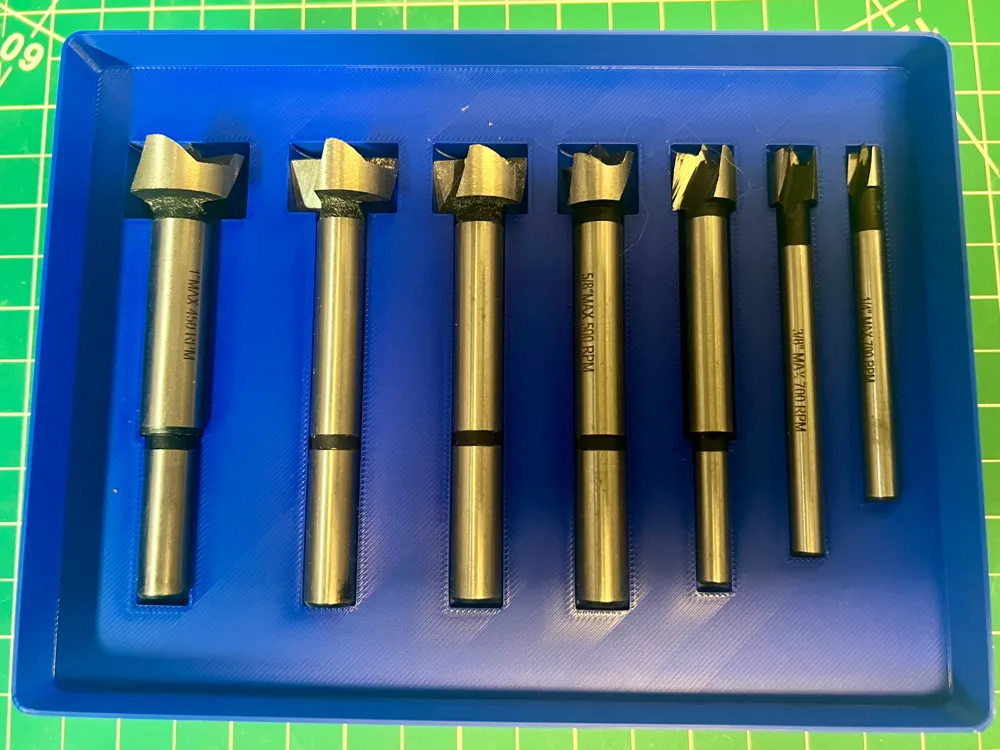 Gridfinity 7Piece Forstner Drill Bit Holder Remixed by Longracks Labs