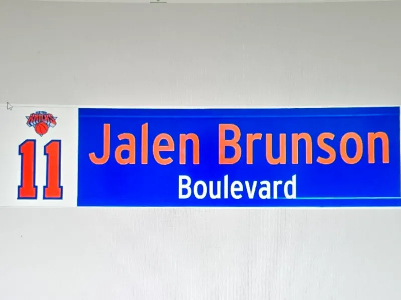 NYK Knicks Jalen Brunson NYC Street Sign