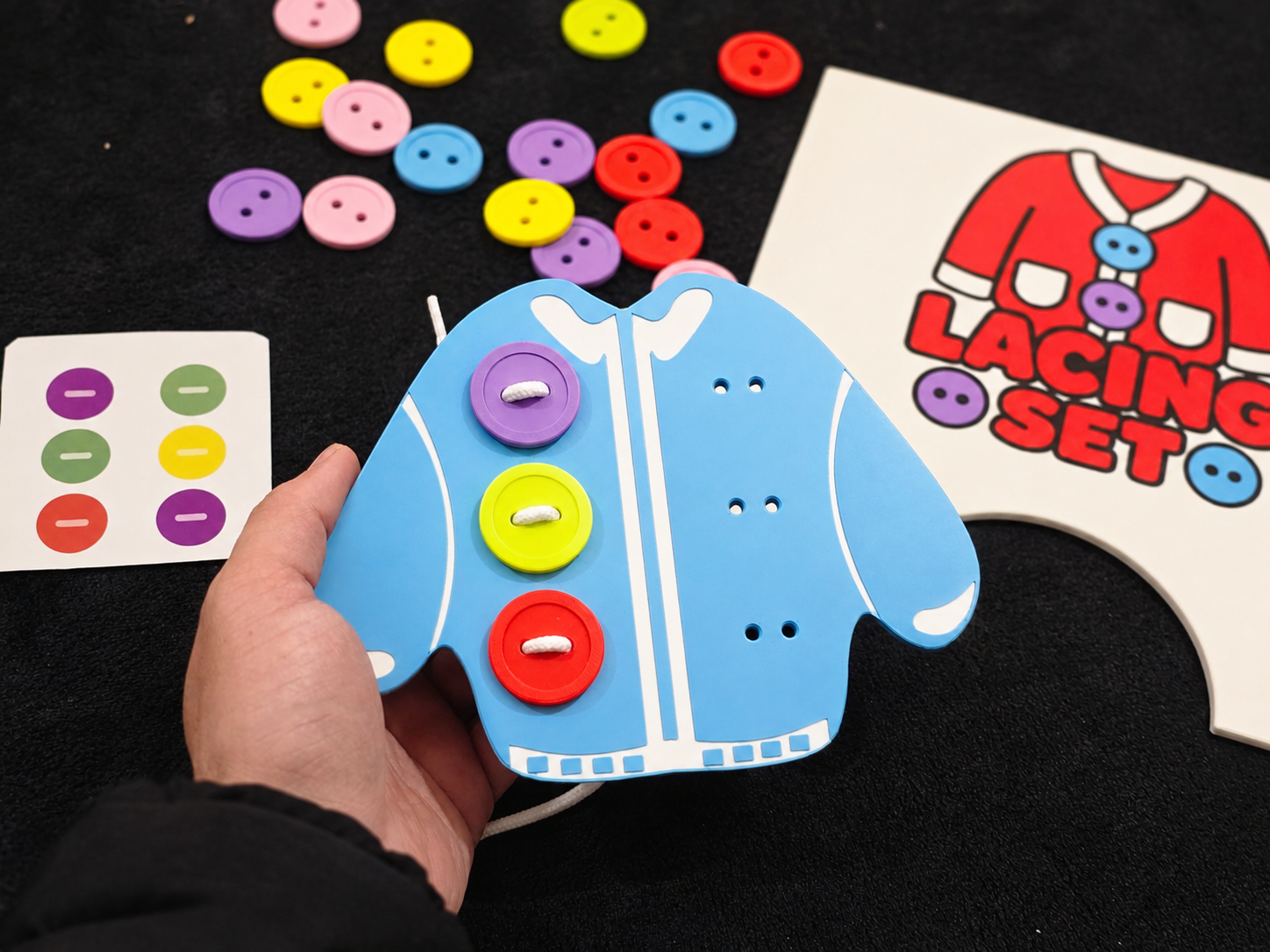 Sweater Button Lacing Set with Storage Box