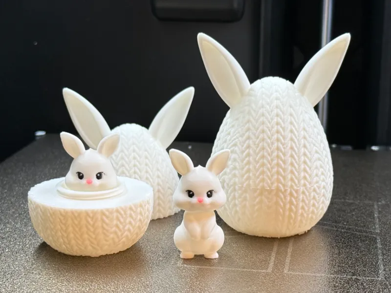 Knitted Egg Container with Cute Bunny Easter decor