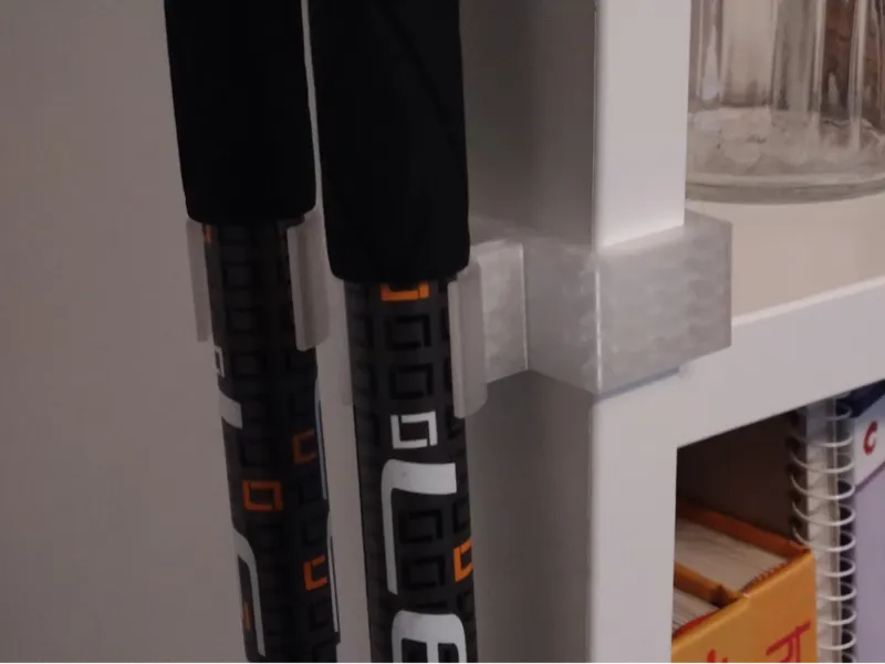 Hiking pole hanger for Ikea Billy