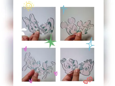 Disney Shareholder Group Organza Bookmark Mickey Minnie Donald Daisy Goofy Pluto Chip Dale