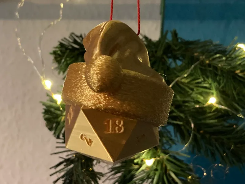 D20 Dice Santa Hat Christmas Ornament