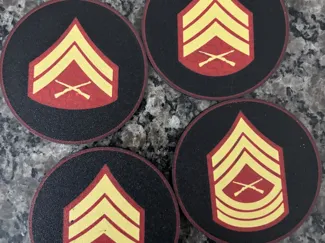 USMC Rank Insignia Coasters E3-E8 - Set of 4