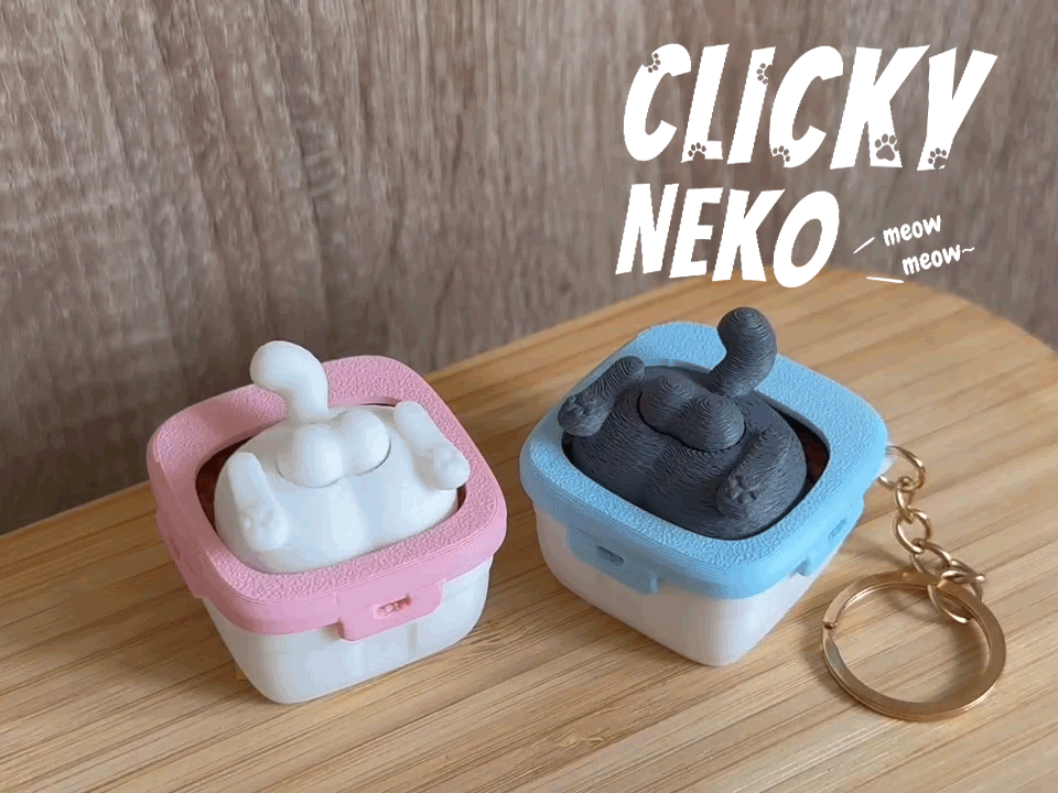 Clicky Neko – Snack-Stealing Tomcat Fidget Toy 3D model