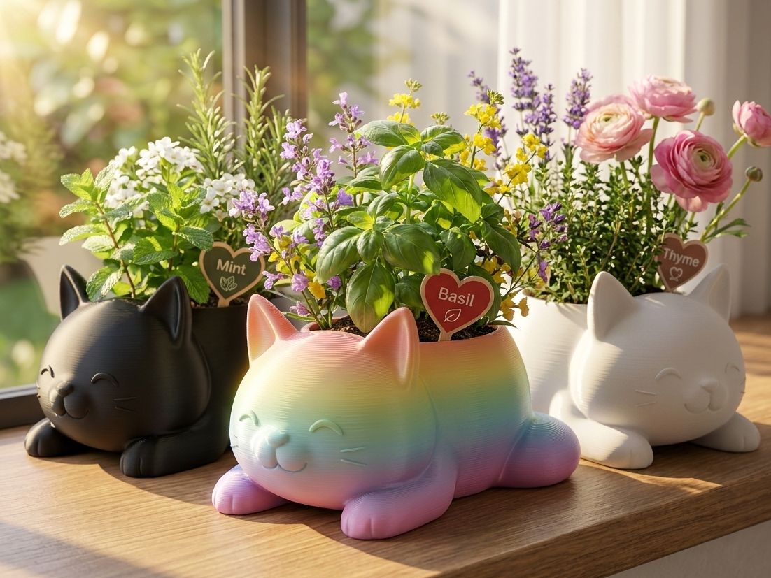 Cute Cat Planter | Kawaii Flower Pot | 3 Sizes