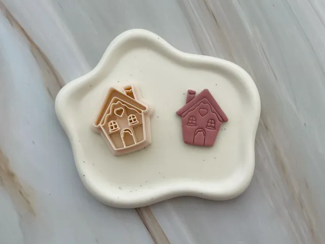 Gingerbread House Polymer Clay Earrings Cutter