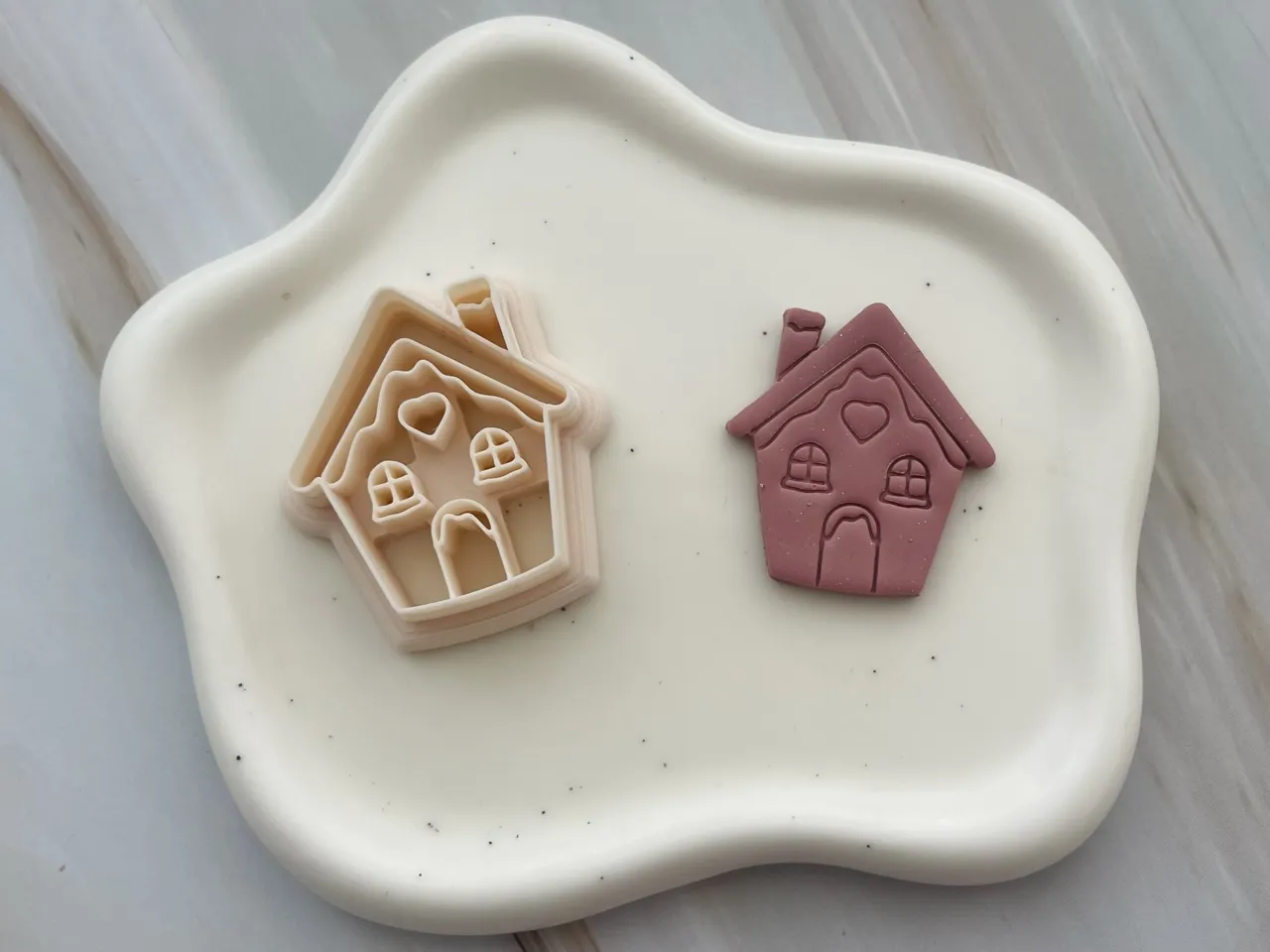 Gingerbread House Polymer Clay Earrings Cutter view 2