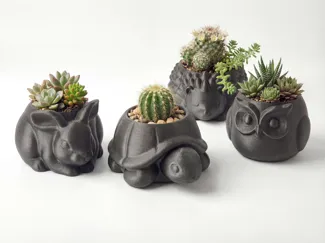 Animal Flower Pot Decor Set – 4 Decorative Figures