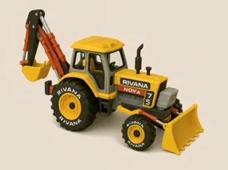 Yellow Soviet Era Tractor With Backhoe