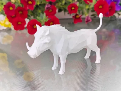 Geometric Low Poly Warthog Figurine