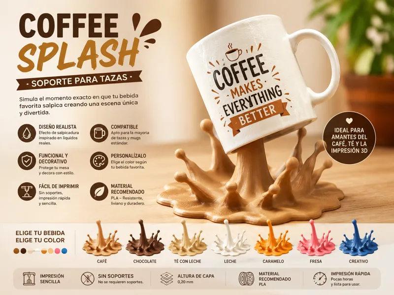 Derrame Controlado – Soporte Tazas "Coffee Splash"