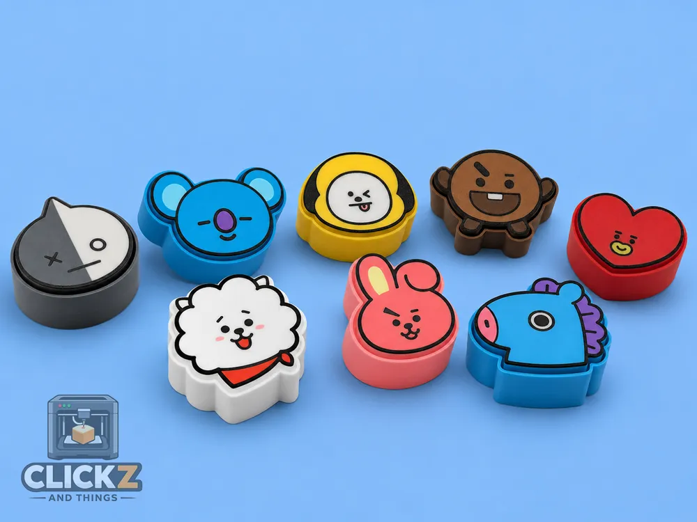 Objeto manipulable: KPop Boy Band BTS - BT21 - Fidget Clickers. Referencia del modelo original.