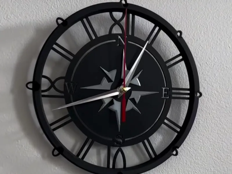 Compass Rose Wall Clock - Nautical style