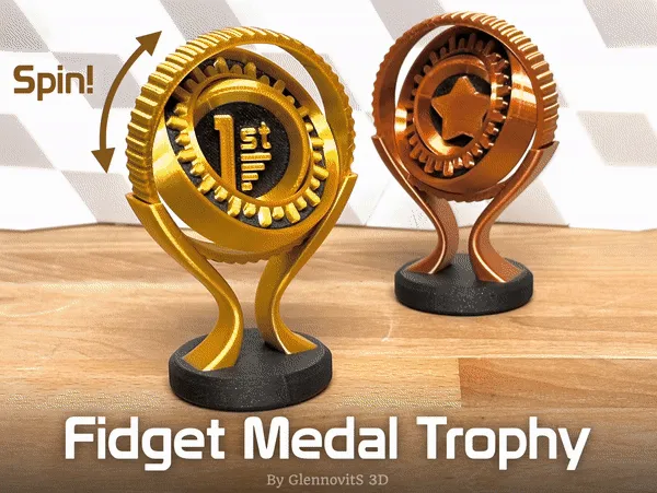 Fidget Medal Trophy (customize and spin!) view 2