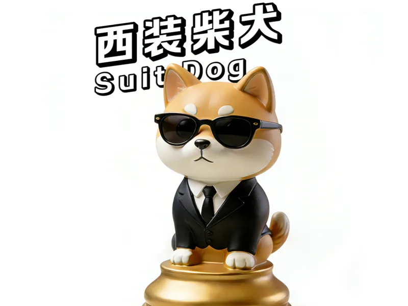 墨镜西装柴犬棋｜酷萌拟人摆件
