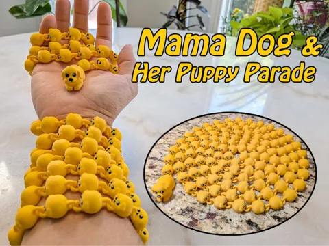 Objeto manipulable: Mama Dog & Her Puppy Parade — referencia de MakerWorld