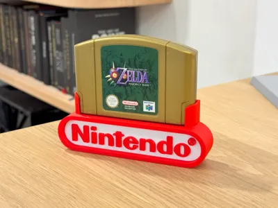 Nintendo 64 game cartridge display stand (+ wall)