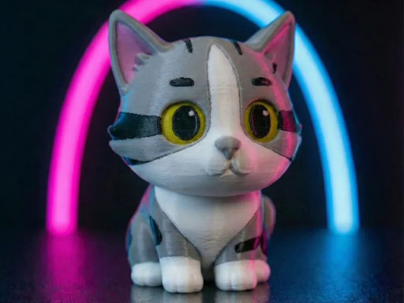 Miniatura 3D - Gato Tigrado - Cinza
