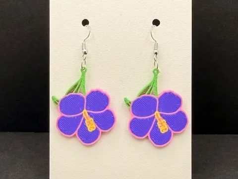 Hibiscus Flower Earrings (0.4mm Nozzle)