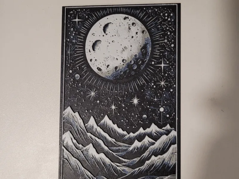 Moon and Mountain Hueforge