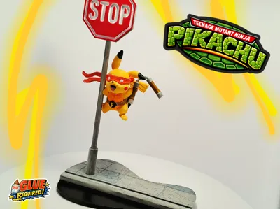 Pikachu as Michelangelo – TMNT Halloween Diorama