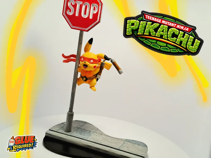 Pikachu as Michelangelo – TMNT Halloween Diorama