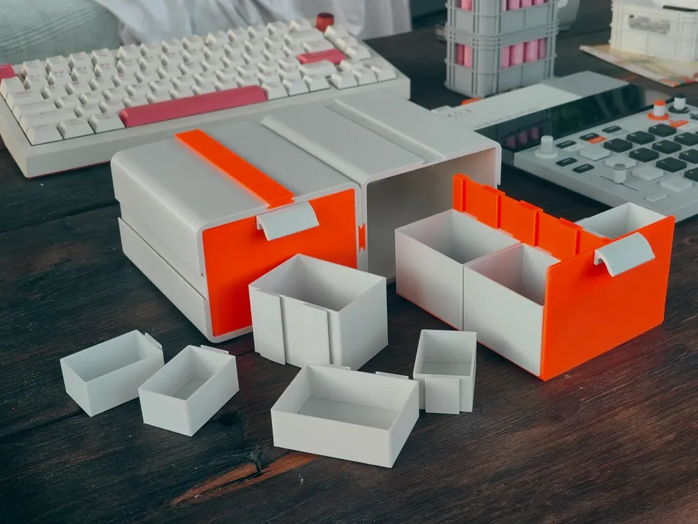 Stackable Part Features Modular Stackable Parts Organizer V1.1 (Tolerance Adjustment) by 大岛的小张 ...