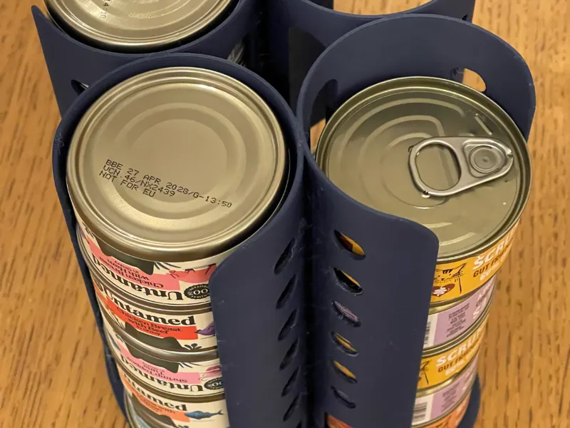 Cat food tin rack