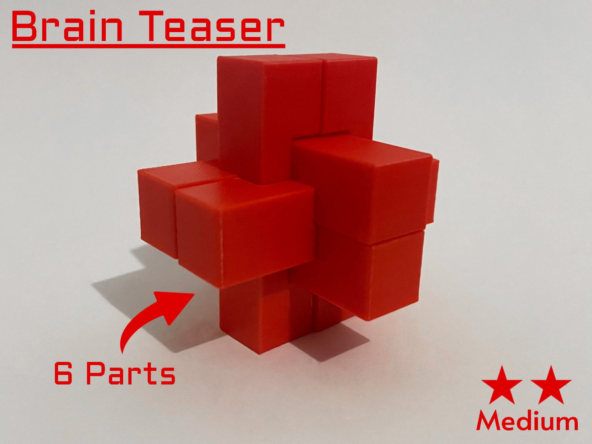 Six-Piece Burr Puzzle - Medium Difficulty 