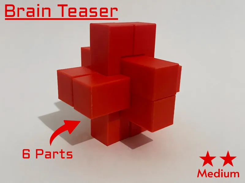 Six-Piece Burr Puzzle - Medium Difficulty 