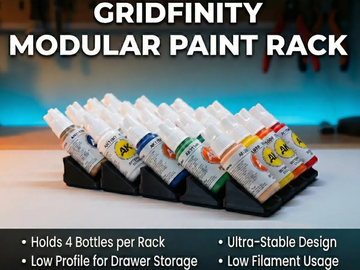 Configurable Paint Rack Gridinity Modular Paint Rack - Low Profile - Free 3D Print Model ...