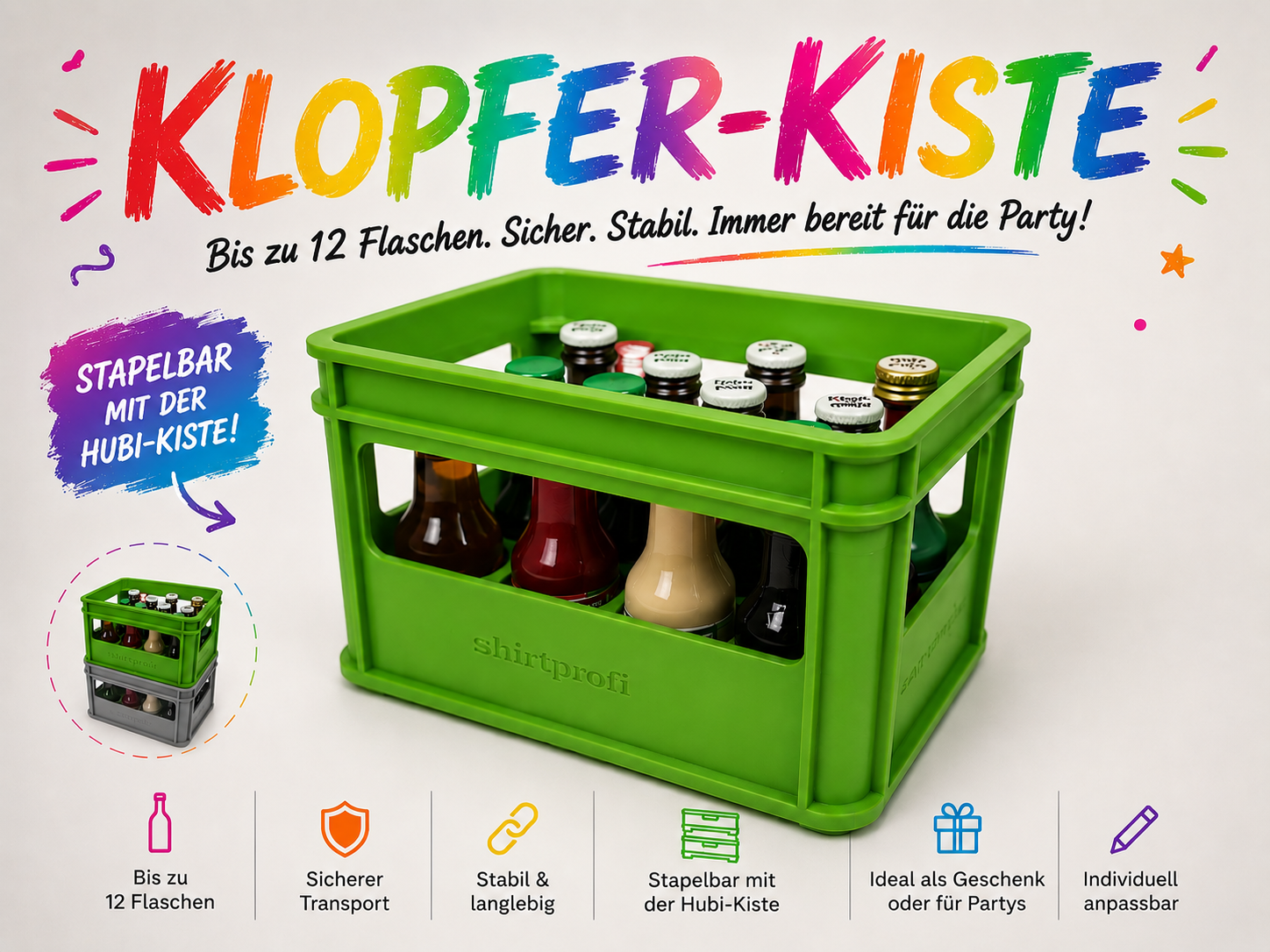 Klopfer-Kiste, stapelbar - Text anpassbar!