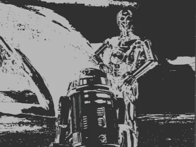 3d starwars photo with R2-D2 and RC3-PO