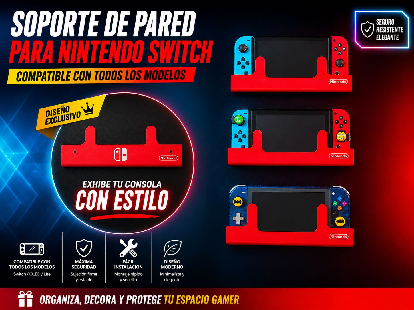 Soporte de Pared Pro para Nintendo Switch