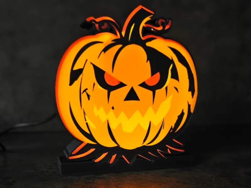 Scary pumpkin halloween lamp