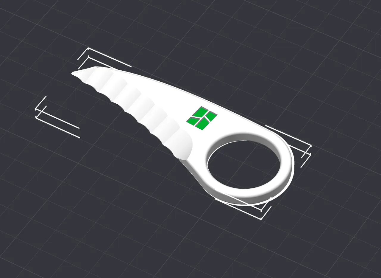 Box opener plastic knife with teeth and bambu logo view 3