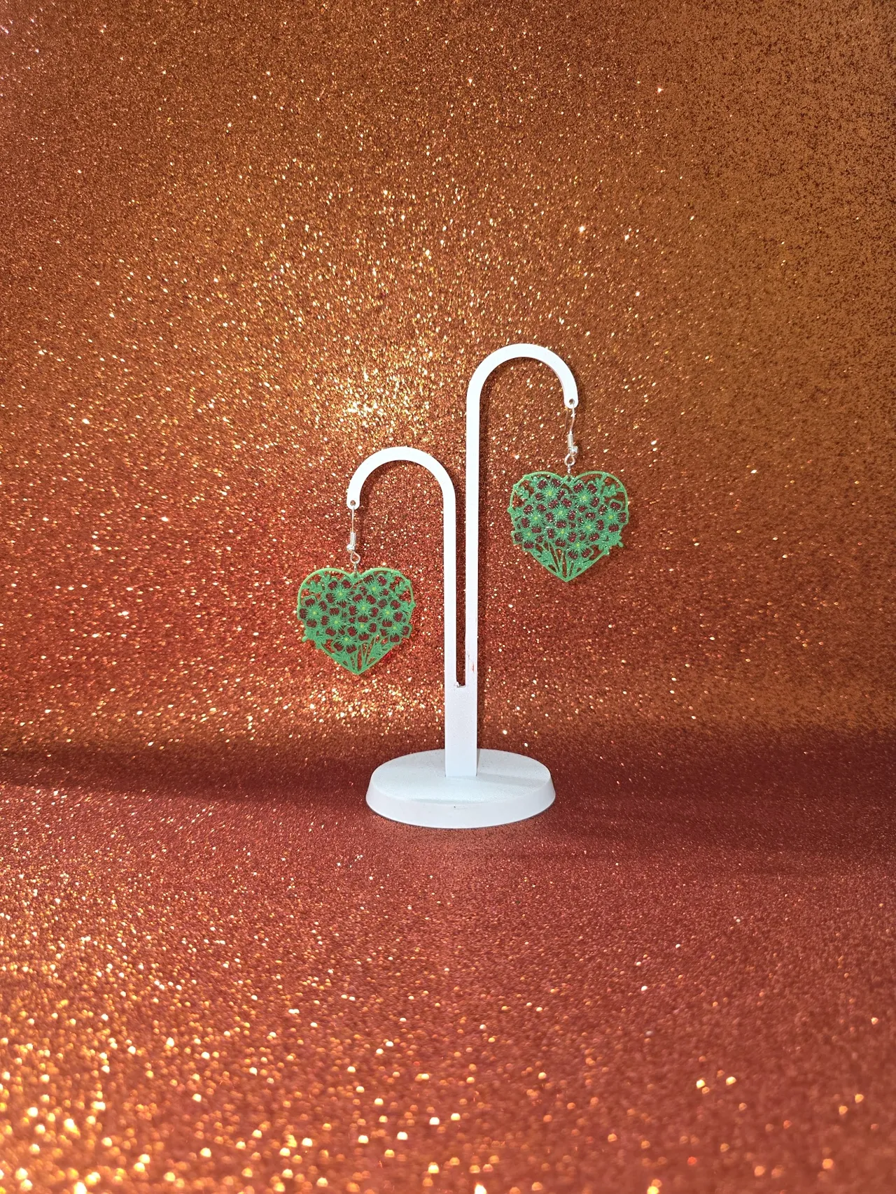 Flowers heart earrings view 3
