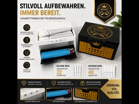 Caja o estuche: Cigarette Case with Lighter Holder Customizable — referencia de MakerWorld