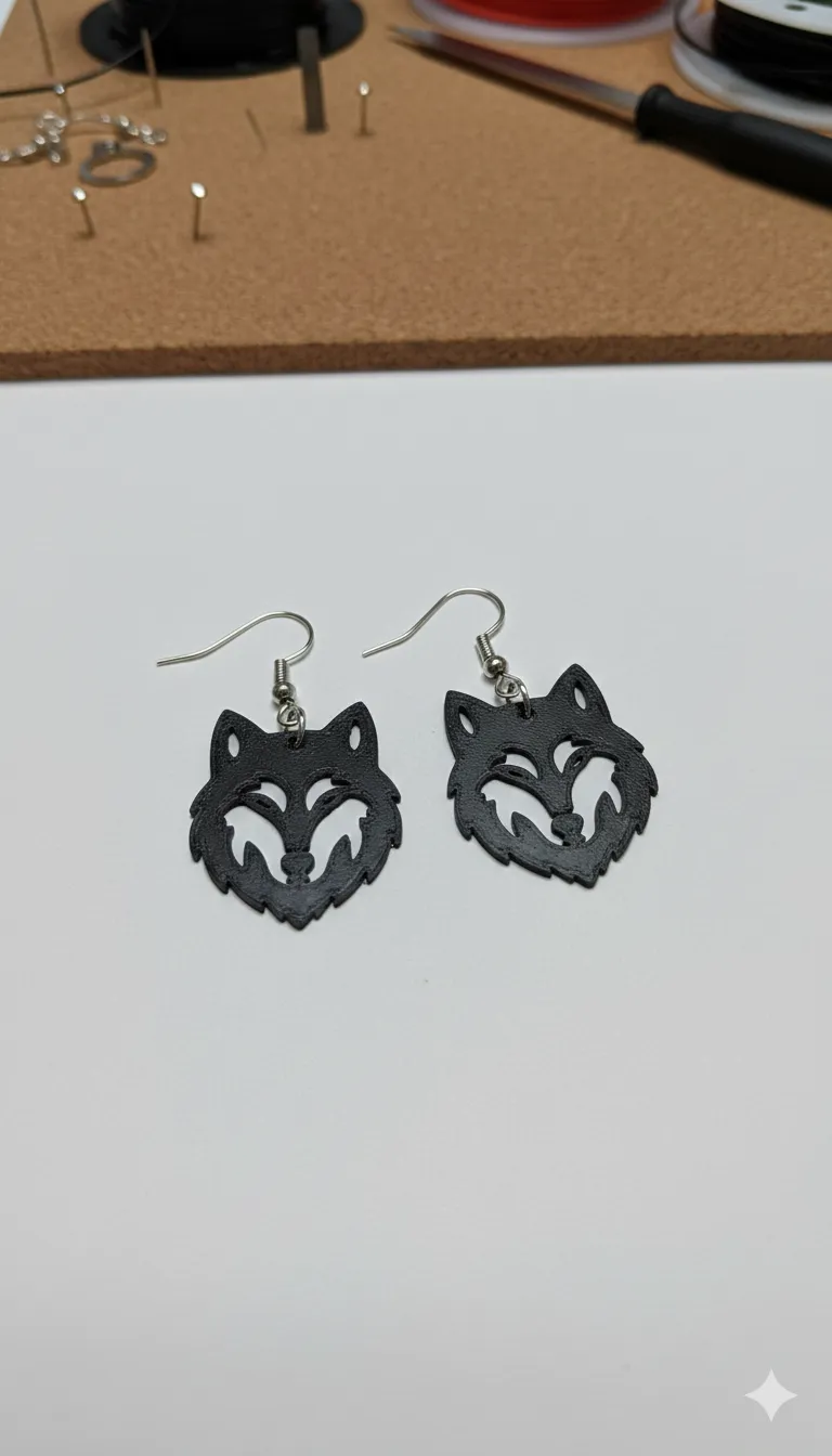 Wolf Head Earrings view 2