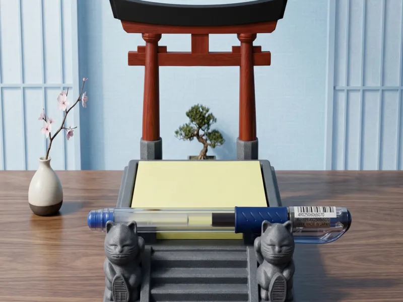 Torii & Lucky catSticky Note & pen Holder 鳥居造型便利貼座