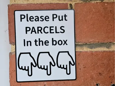 Parcel box sign