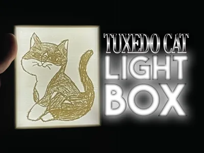 Tuxedo Cat Lithophane Light Box