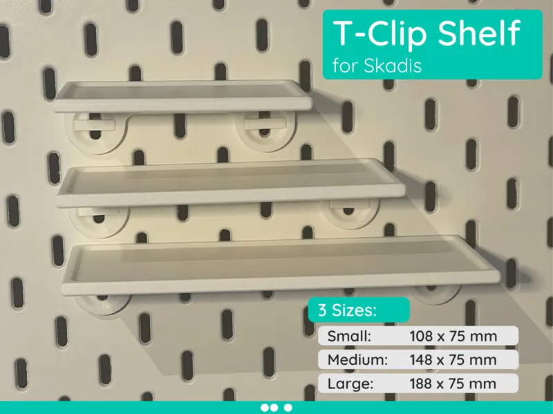 T-Clip Shelf for Skadis  – Small, Medium & Large