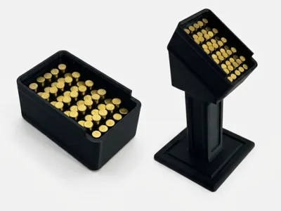 Magnetic .22lr ammo box with easy-lift tray