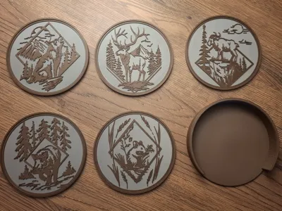Wildlife Coaster Set with Holder
