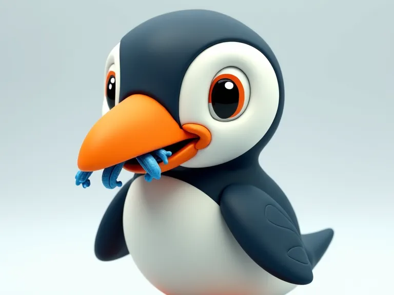 Cute Puffin with fish