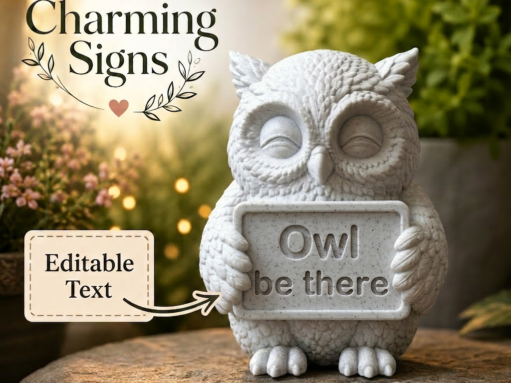 Owl Charming Sign Editable Text