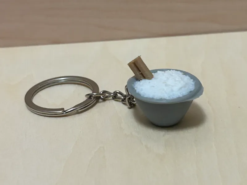 Rice bowl with chopstick keychain