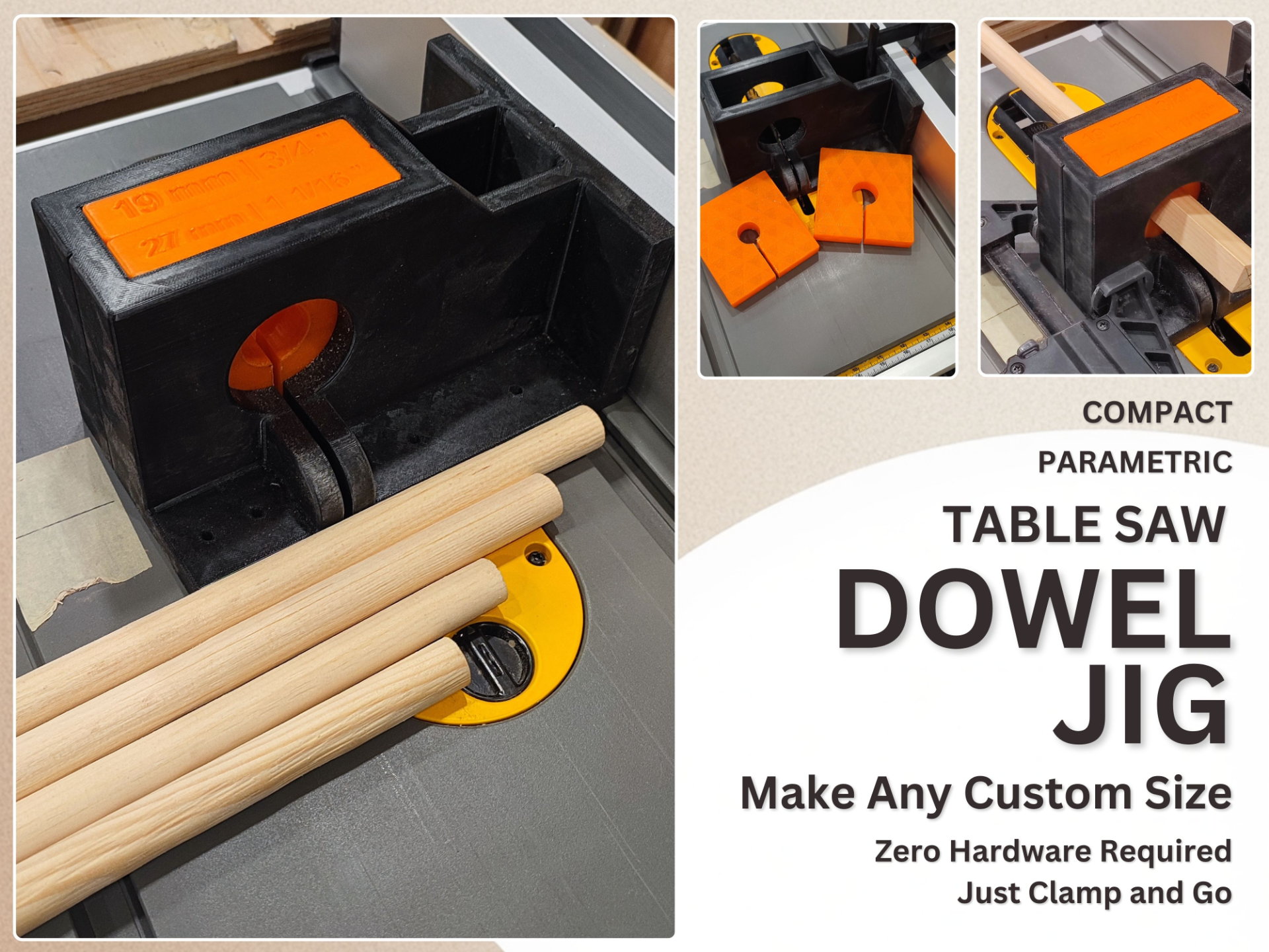 Compact Table Saw Dowel Jig - Dowel Maker